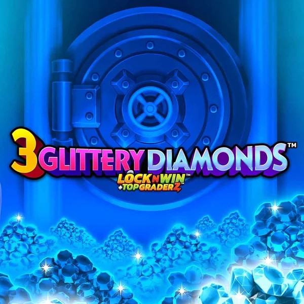 Official Slots logo: 3 Glittery Diamonds by PearFiction Studios at GramsBet Casino